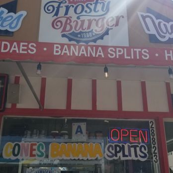 Frosty Burger - Front of Frosty Bites! The young man in the register that helped us was very nice and accommodating! Thank you! - Ice Cream & Frozen Yogurt Near Me - Pine Valley, California