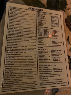 Photo of Flowers Bar & Restaurant - Seattle, WA, US. Drink menu
