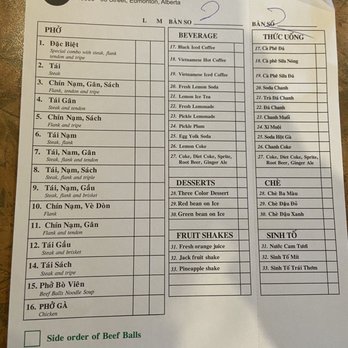 Pho Tau Bay - Menu - Vietnamese Near Me - Edmonton, Alberta