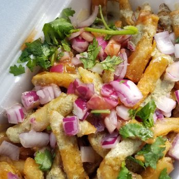 Rick's Good Eats - Chaat fries. No meat. These fries are a flavour explosion - Indian Near Me - Mississauga, Ontario Rick's Good Eats - Chaat fries. No meat. These fries are a flavour explosion - Indian Near Me - Mississauga, Ontario