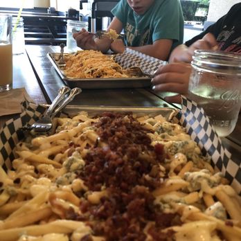 Bangers & Brews Eugene - Bacon Gorgonzola Fries and Chili Cheese Fries - German Near Me - Eugene, Oregon