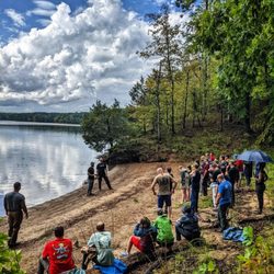 Quest Martial Arts Raleigh - Sensei Bryan teaching martial arts at our annual dojo campout on Falls Lake.