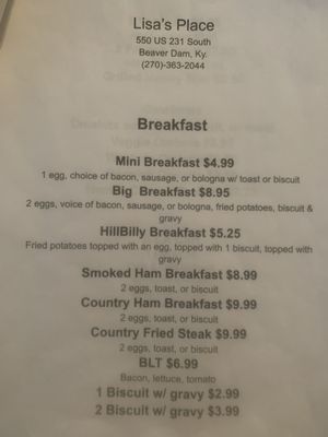 Menu photo 5 Lisa's Place Beaver Dam, KY