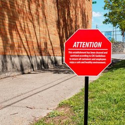 Decal Impressions - Essential Signage conveying sanitization of business to customers