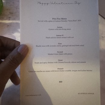 Lula Mae - Valentines pre-fix menu - Cambodian Near Me - Brooklyn, New York