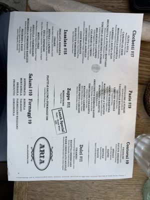 Menu photo 1 Aria West Village New York, NY Menu photo 1 Aria West Village New York, NY