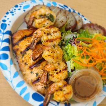 Island Style Cafe - salmon and shrimp with potatoes - Hawaiian Near Me - Santee, California Island Style Cafe - salmon and shrimp with potatoes - Hawaiian Near Me - Santee, California
