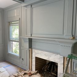 John Coviello Painting - Interior Painting: Library/office in Bernardsville, NJ. Used to be dark Mahogany. Sanded, followed by 2 primer coats, and 3 finishing coats.