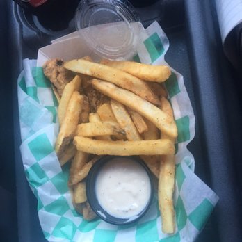 Lazy Ladle Cafe & Catering - Steak fingers basket.  Four steak fingers.  Upgraded to fries.  Already ate the roll it came with.  Delicious. - Cafes Near Me - Menard, Texas