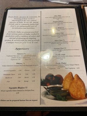 Menu photo 5 Exotic India Iowa City, IA