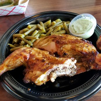 Mr Pollo - 1/2 Chicken with green beans ,side of cilantro type of sauce - Chicken Shop Near Me - Fort Mill, South Carolina