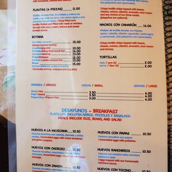 Real Colima 1 - a menu for a mexican restaurant - Mexican Near Me - Royal Oaks, California