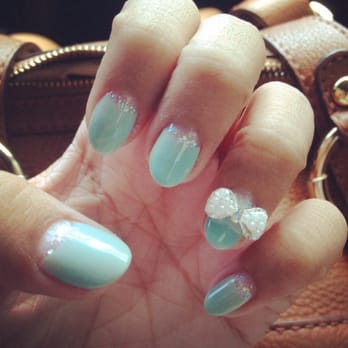 Nani Nails Salon - Tiffany Half moon with bows :) - Nail Salons Near Me - Honolulu, Hawaii
