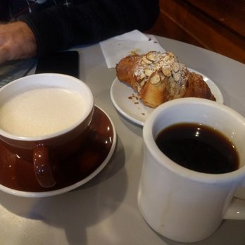 Old City Java - Chai Latte with Almond milk, Cup of drip, and almond croissant. (The almond croissant was so good!) - Coffee & Tea Near Me - Knoxville, Tennessee Old City Java - Chai Latte with Almond milk, Cup of drip, and almond croissant. (The almond croissant was so good!) - Coffee & Tea Near Me - Knoxville, Tennessee