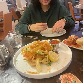 Gattara - Calamari w deep fried carrots and squash - Italian Near Me - Denver, Colorado
