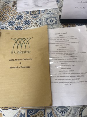 Menu photo 1 Ristorante il Chiostro Amalfi, SA