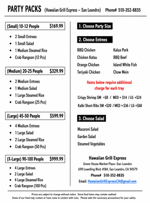 Menu photo 2 Hawaiian Grill Express San Leandro, CA