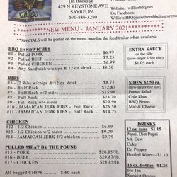 Willie's BBQ - Menu