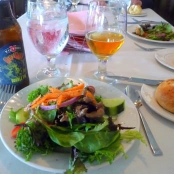 Riverwinds Restaurant - Fresh garden salad with a local Victory Dirtwolf Double IPA beer! - New American Near Me - West Deptford, New Jersey