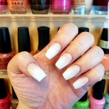 Herbal Nails & Spa - Ombre nude and white coffin nails - Massage Near Me - Houston, Texas Herbal Nails & Spa - Ombre nude and white coffin nails - Massage Near Me - Houston, Texas