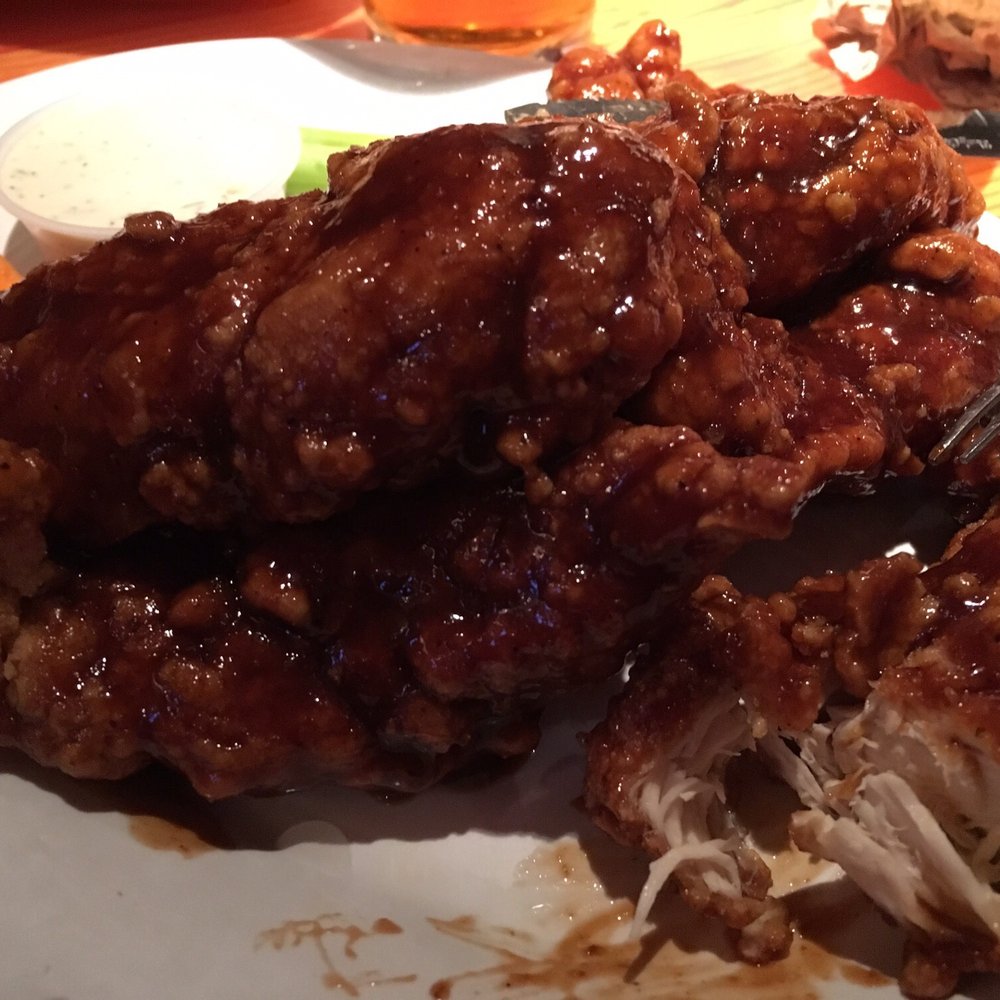 Binga's Wingas - Chicken tenders with delicious garlic bbq sauce. YUM!! - American Near Me - Yarmouth, Maine Binga's Wingas - Chicken tenders with delicious garlic bbq sauce. YUM!! - American Near Me - Yarmouth, Maine