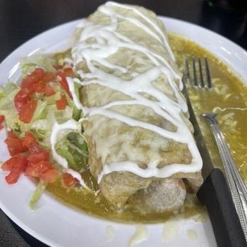Lindo Michoacan - Wet lengua burrito with salsa verde. - Mexican Near Me - Anaheim, California Lindo Michoacan - Wet lengua burrito with salsa verde. - Mexican Near Me - Anaheim, California