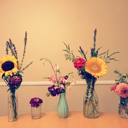 Yelp's Summer School: Floral Class - All the flower arrangements I did with the extra flowers I got from tonight's event!