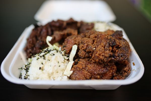 Photo of Lefty-J's Island Favorites - Las Vegas, NV, US. Robust Garlic Chicken combo with Ribeye Teriyaki Beef ($20.95)