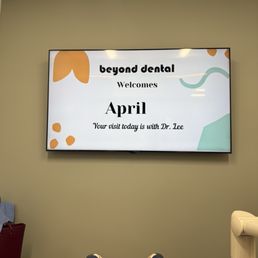Beyond Dental in Alexandria VA. You can watch TV or listen to your favorite music while you're there.
