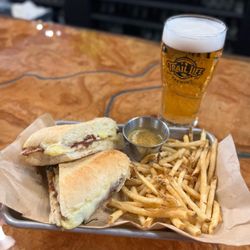 Trail Life Brewing - The Swiss melt with fries. This was the best "grilled cheese" ever. The apples and bacon jam on it was absolutely delicious.