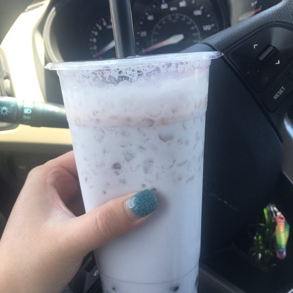 Happy's Shaved Ice, Bubble Tea and Smoothies - 24 Oz Iced Taro Tea with Tapioca Bubbles - Shaved Ice Near Me - Lubbock, Texas Happy's Shaved Ice, Bubble Tea and Smoothies - 24 Oz Iced Taro Tea with Tapioca Bubbles - Shaved Ice Near Me - Lubbock, Texas