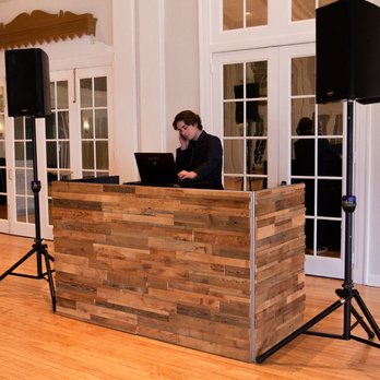 Instant Request DJ Entertainment - Custom DJ booth with stacked natural Reclaimed barn wood by Instant Request - DJs Near Me - Minneapolis, Minnesota