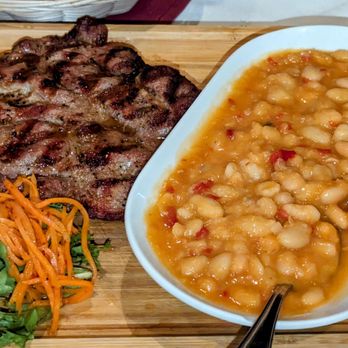 Danubius Restaurant - Ceafade Pore La Gratar w.iabnie de fasole (grilled pork neck w.traditional Romanian Beans) $21. - Modern European Near Me - Sunnyside, New York