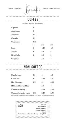 Menu photo 6 Presso Coffee Portland, OR