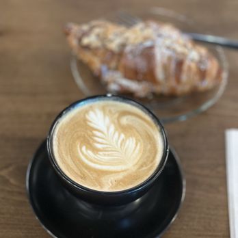 Redefined Coffee House - Lavender Latte and almond croissant - Coffee & Tea Near Me - Grapevine, Texas