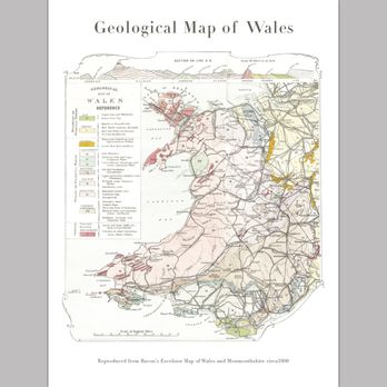 Coast & Wild - Geological map of Wales taken from a subsection of a 1900s map. - Arts & Crafts Near Me - Dinas Cross, PEM