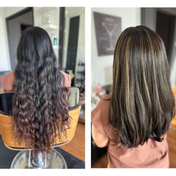 The Studio Beauty Bar - Before and after haircut and and highlights