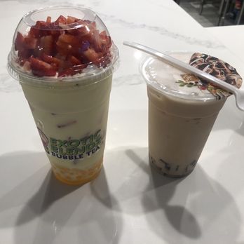 Exotic Blendz - Left is pina colada and right is classic royal. - Bubble Tea Near Me - McKinney, Texas