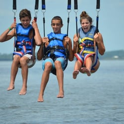 Lighthouse Parasail - Going for a dip with Corolla Parasail!