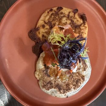 Guiso Latin Fusion - Bean and cheese and ham and cheese Pupusa - Latin American Near Me - Healdsburg, California Guiso Latin Fusion - Bean and cheese and ham and cheese Pupusa - Latin American Near Me - Healdsburg, California