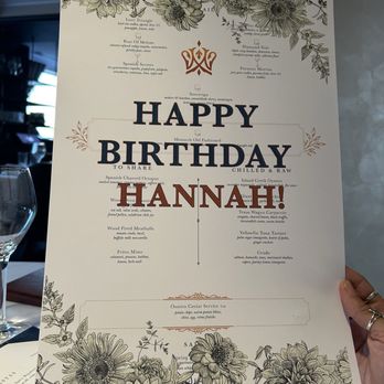 Monarch - personalized birthday menu to take home - Italian Near Me - Dallas, Texas