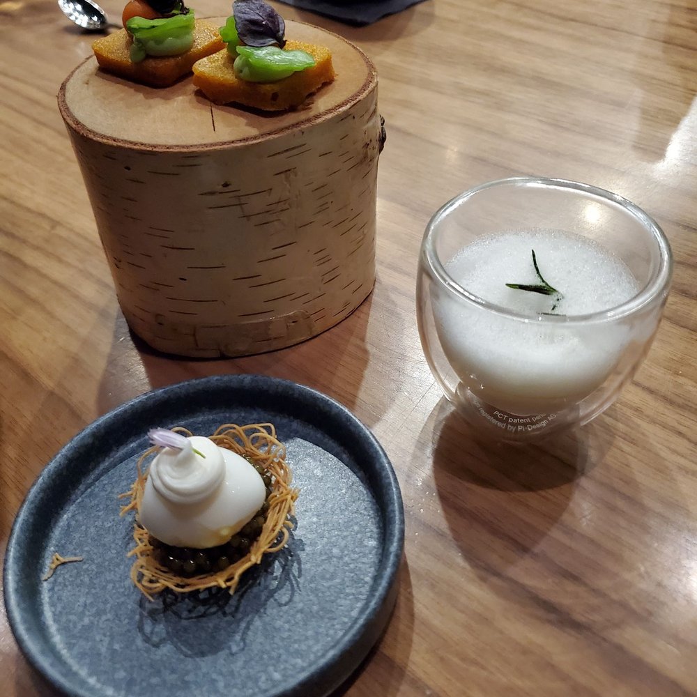 Demi - Ossetra caviar (birds nest), "carrot cake", and parmeson flan - French Near Me - Minneapolis, Minnesota Demi - Ossetra caviar (birds nest), "carrot cake", and parmeson flan - French Near Me - Minneapolis, Minnesota