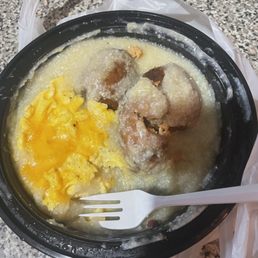 Salmon cakes eggs with cheese & grits Salmon cakes eggs with cheese & grits
