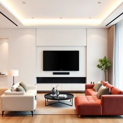 The Floating TV - TV install with wire hiding in living room in drywall