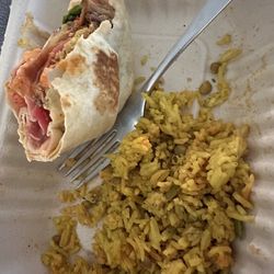 OR by Falafel Bar - Remaining falafel wrap and mejadra rice.