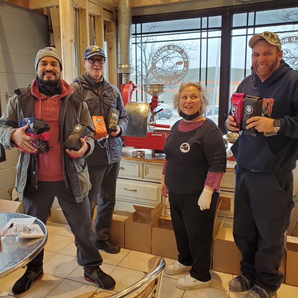 The Wild Roaster - Veterans Luis, Terry, and Angel picking up 'Coffee Gifts' for the Midwest Veterans Closet Food Pantry where those who serve(d) us shop FREE - Coffee & Tea Near Me - Deerfield, Illinois The Wild Roaster - Veterans Luis, Terry, and Angel picking up 'Coffee Gifts' for the Midwest Veterans Closet Food Pantry where those who serve(d) us shop FREE - Coffee & Tea Near Me - Deerfield, Illinois
