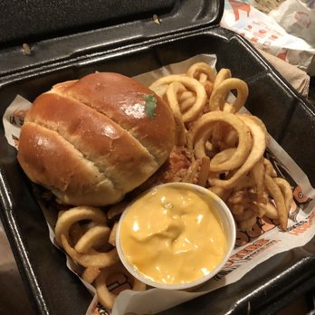 Hooters - Buffalo chicken sandwich and fries - American Near Me - Chesapeake, Virginia Hooters - Buffalo chicken sandwich and fries - American Near Me - Chesapeake, Virginia