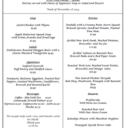 Late fall menu. Late fall menu.