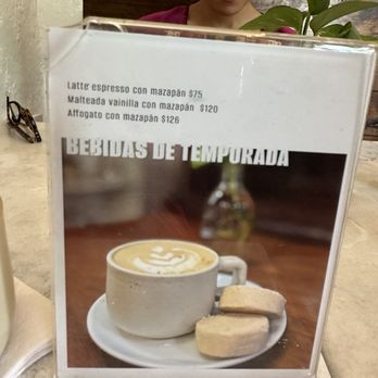 Camino a Comala - Latte espresso con mazapan - latte with coconut milk and a peanut sugar and peanut biscuit dissolved into the latte - Coffee & Tea Near Me - Ciudad de México, DIF Camino a Comala - Latte espresso con mazapan - latte with coconut milk and a peanut sugar and peanut biscuit dissolved into the latte - Coffee & Tea Near Me - Ciudad de México, DIF