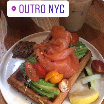 Outro - Avocado Salmon Waffle--10/10 would recommend - Cafes Near Me - New York, New York